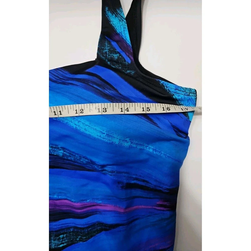 SWIMSUITS FOR ALL 1 Piece Bathing Suit CONTROL Black Blue Purple Sz 16 NEW